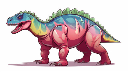 Fototapeta premium A cute pink and blue dinosaur isolated on white background. Children's illustration.