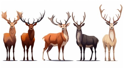 Naklejka na ściany i meble Illustration of a Gradient of Deer Evolution