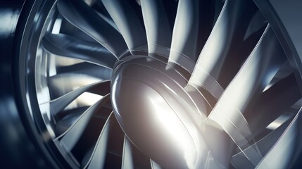 Front View of Airplane Jet Engine Turbine