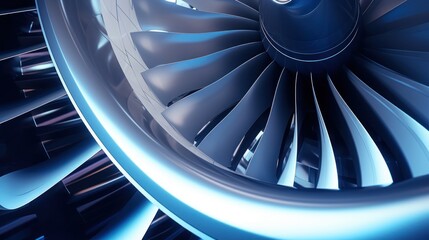 Front View of Airplane Jet Engine Turbine