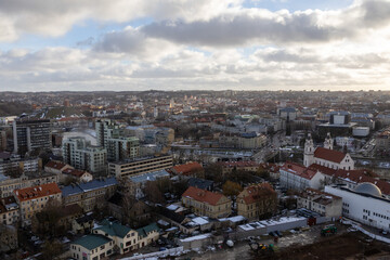 Panorama of the capitals of Lithuania, Vilnius, winter