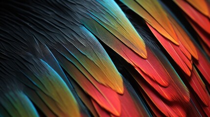Close-Up of Colorful Parrot Feathers in Vivid Detail