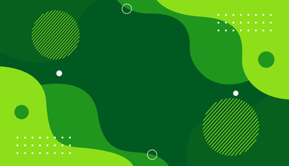 Colorful abstract green background with fluid, wavy, and geometric shapes. Vector Illustration for wallpapers, cards, covers, banners, posters, templates, and others