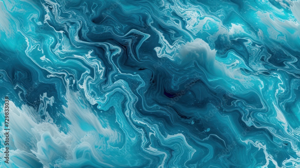 Poster a close up of a blue and white background with a black and white design on the bottom of the image a