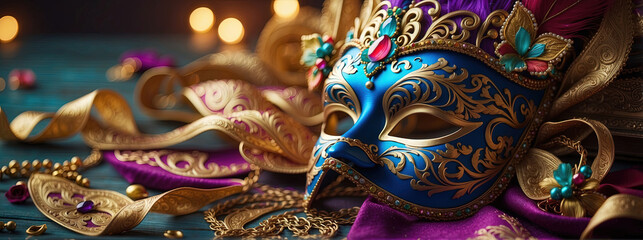 venetian mask on bokeh background Venice carnival festival