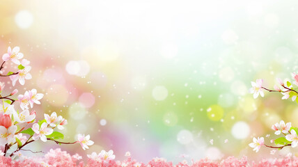 Obraz na płótnie Canvas Beautiful spring flowers blurred background with bokeh effect.