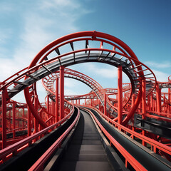 red bridge over the river Red Roller Coaster: Aerial View Photography with the Golden Gate Bridge...