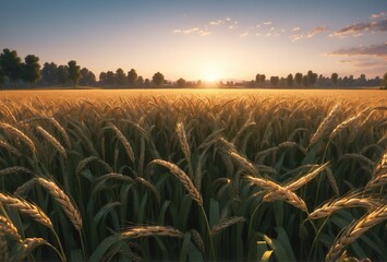 wheat field at sunset