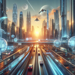 Modern futuristic smart city