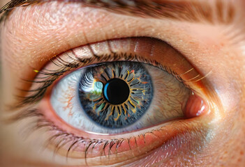 Fototapeta premium Gray Eyes. Close-Up. Eye Color. Portrait. Beauty. Human Eye. Facial Feature. Gaze. Mesmerizing. Intense. Expression. Detail. Soulful. Iris. Macro. AI Generated.