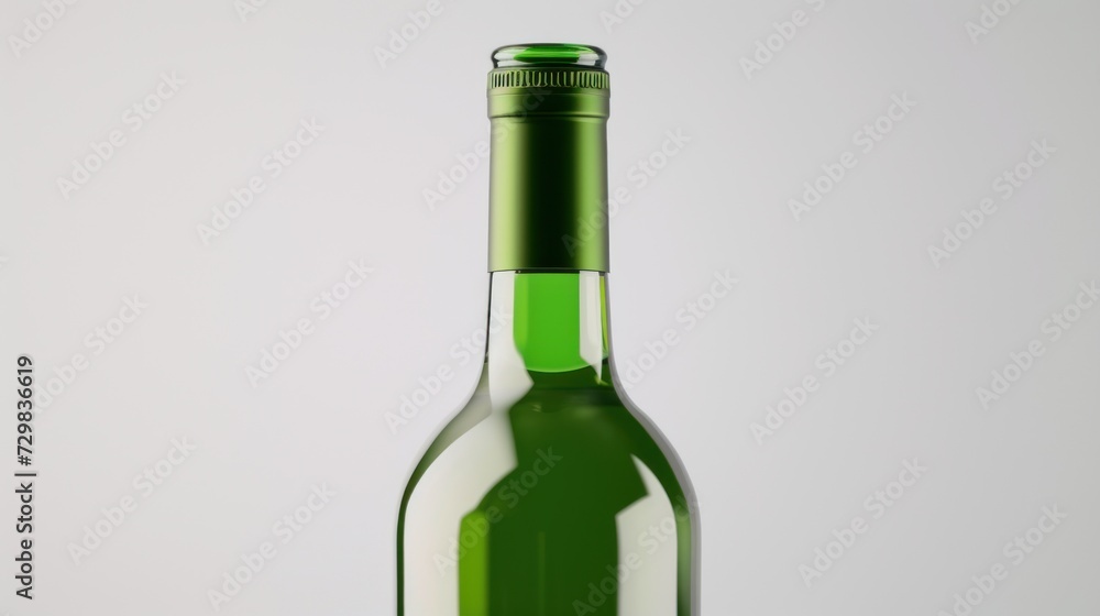 Poster a close up of a bottle of wine on a white background with a reflection of the wine bottle in the bot