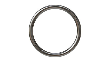 silver chrome metal ring on transparent background, 3d render