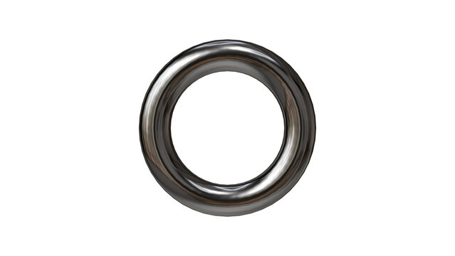 silver chrome metal ring on transparent background, 3d render