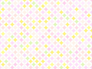 ポップで可愛いパステルカラーで花部分色抜きの七宝文様の背景