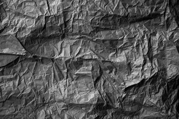 Crumpled craft tissue paper sheet. Texture. Background. Graphite color.