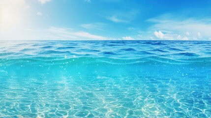 Summer tropical sea with sparkling waves and blue sunny sky