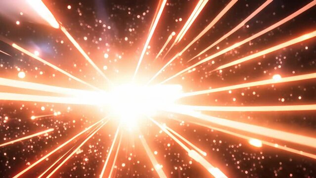 A supernova explosion in space emits intense light along with sparkling stardust.
