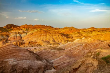 Fototapete Zhangye-Danxia Rainbow Mountains, Zhangye Danxia Landform Geological Park, Gansu, China, is geological wonder of the world. The mountain is known for its colorful rock formations like paint palette.