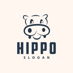 Hippo logo vector simple silhouette zoo animal design brand template illustration