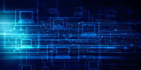 Obraz premium 2d illustration Abstract futuristic electronic circuit technology background