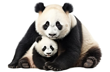 Obraz premium Panda with its cute cub, cut out