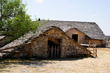 old house farme typical in french causse caussenarde in Aveyron Hures la Parade france