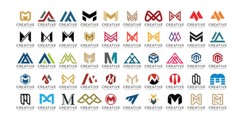 Set of letter m logo, logo m, initial m symbol - obrazy, fototapety, plakaty