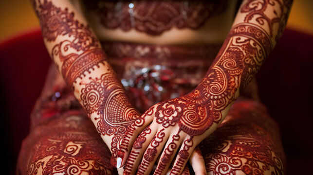 Bridal Mehendi Art. Henna Tattoo for Indian Bride. 
