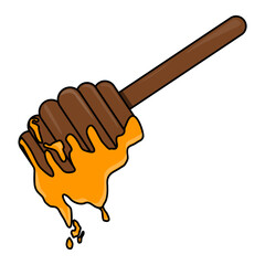vector design of an image of honey being scooped using a special honey spoon made of wood