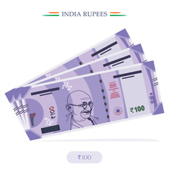 vector India Rupees,10,20,100,200,500, India Currency Notes banknote with white background