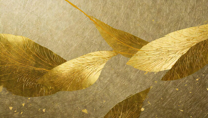 和紙と金の装飾のテクスチャ。Texture of Japanese paper and gold decoration.