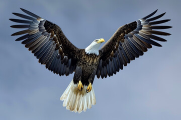 Freedom in Flight. The Majestic Bald Eagle Soaring with Outstretched Wings.