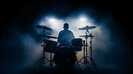 silhouette of a drummer