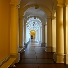 tunnel of yellow columns