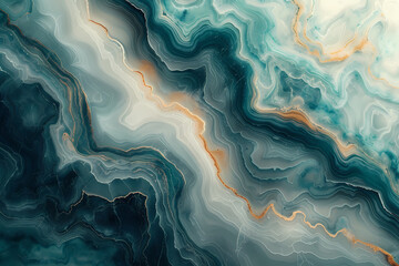 Obraz premium Blue Wave Texture: Abstract Art with Liquid Flow and Gold Light