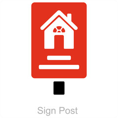 Sign Post and for sale icon concept