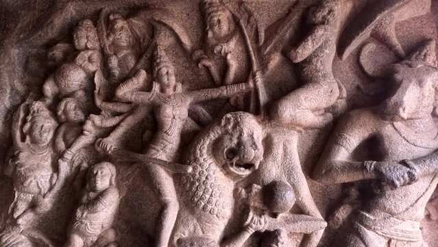 Beautiful carvings and sculptures of the temples of Mahabalipuram