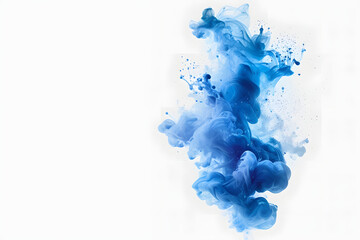 A serene composition of blue ink dissolving in water, creating a delicate cloud-like formation against a white background.