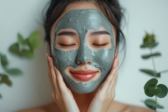 portrait of a woman relax with a clay mask