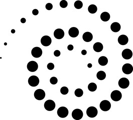 Dotted gradient spiral icon. Halftone effect vortex shape with dotted pattern. Progress round loader. Half tone abstract circle. Vector illustration isolated on the white background.