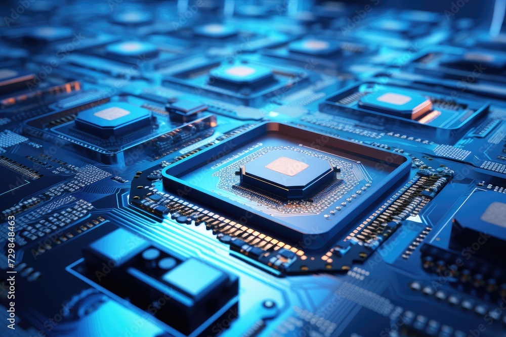 Leinwandbilder Complex circuit board, illustrating the integration of artificial intelligence technology with electronic hardware.