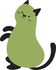 Cat Sitting Hand Drawn