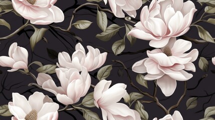 Magnolia flowers, floral background, tropical seamless pattern, luxury wallpaper.