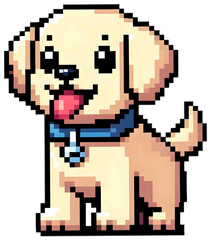 Fototapeta premium Cute labrador retriever as pixel art illustration white background