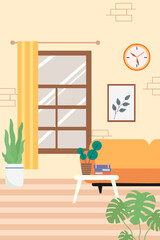 Room with the Window interior scene vector illustration
