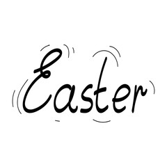 Lettering Easter. Hand drawn line art vector illustration.