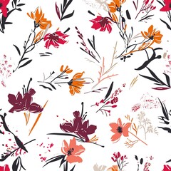 Vibrant Floral Pattern in Natural Style