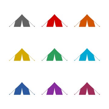Tent icon isolated on white background. Set icons colorful
