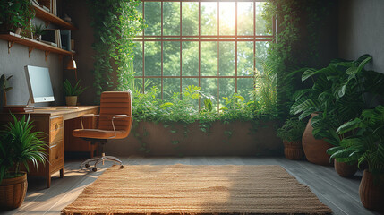 Blooming Inspiration: Sun-Filled Home Office Oasis Reimagines Work