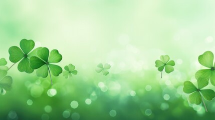 Shamrock on pastel green St. Patrick’s Day background. - obrazy, fototapety, plakaty
